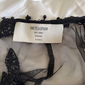 One Teaapoon Black Sheer Sequins Beaded Crop Top size xs